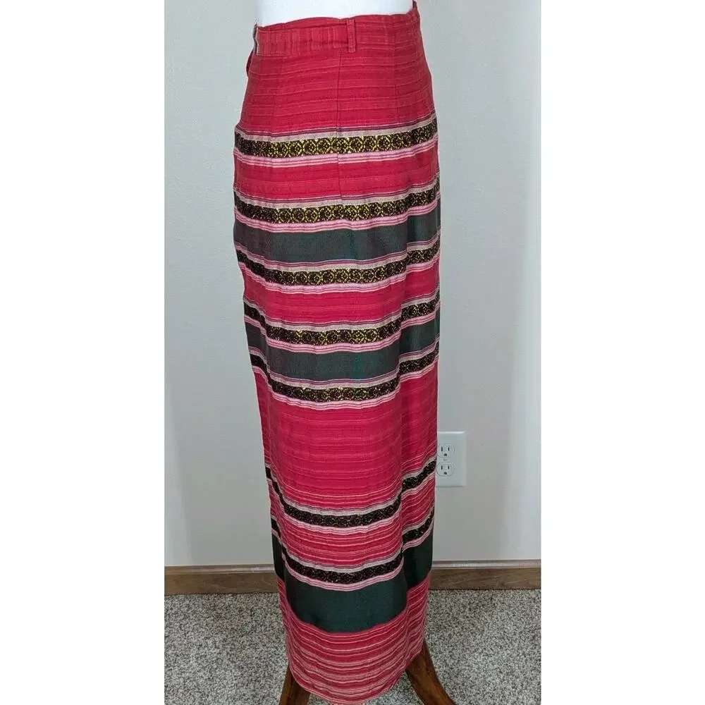 Vintage M Striped Wrap Skirt Piankusol Made in Thailand Boho Resort Vacation